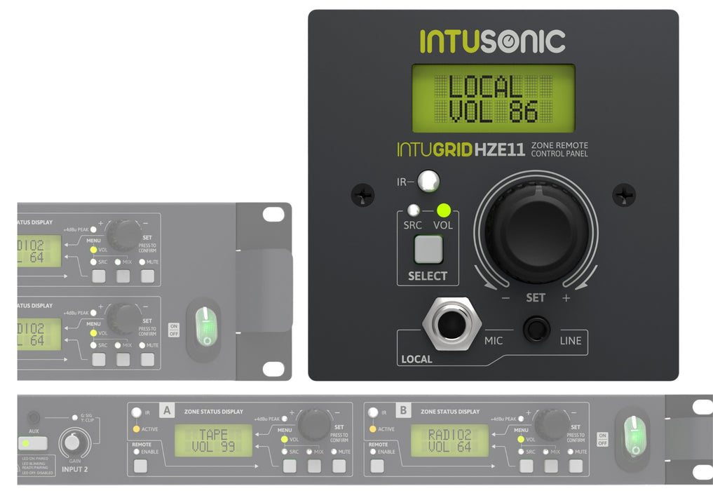 Audio Zone Control Panel Intusonic IntuGrid HZE11 Wall-Mount Zone Control Panel | Audio Volt
