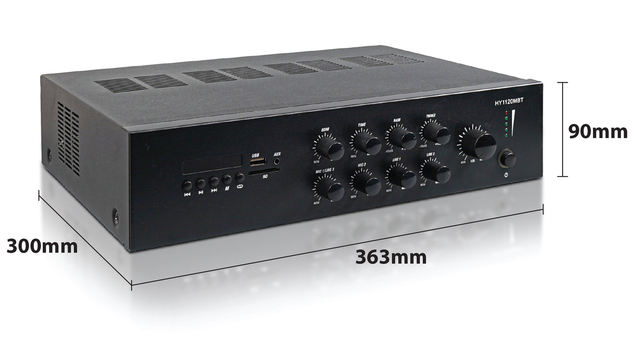 Eagle 120W Desktop Mixer Amplifier with Bluetooth Media Player, 230V or 24Vdc