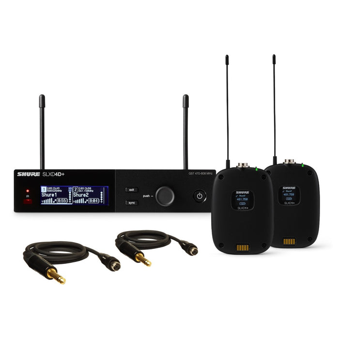 Shure SLXD14D+ Dual Wireless Bodypack System with WA305 Instrument Cables – CH38/CH70
