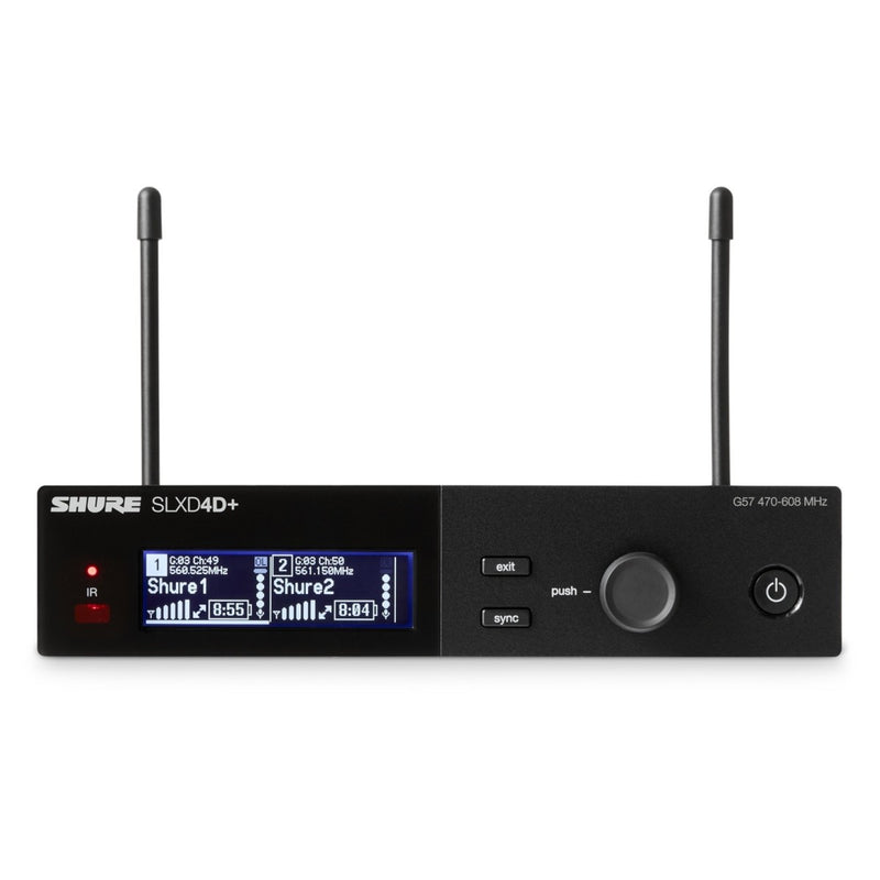 Shure SLXD14D+ Dual Wireless Bodypack System with WA305 Instrument Cables – CH38/CH70