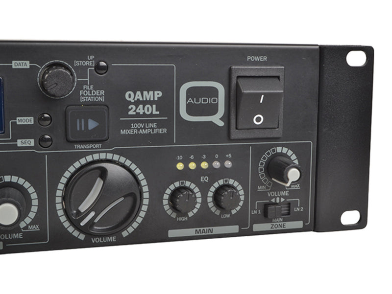Q-Audio QAMP240L 2-Zone 100V Mixer Amplifier with Bluetooth, MP3 & FM Radio