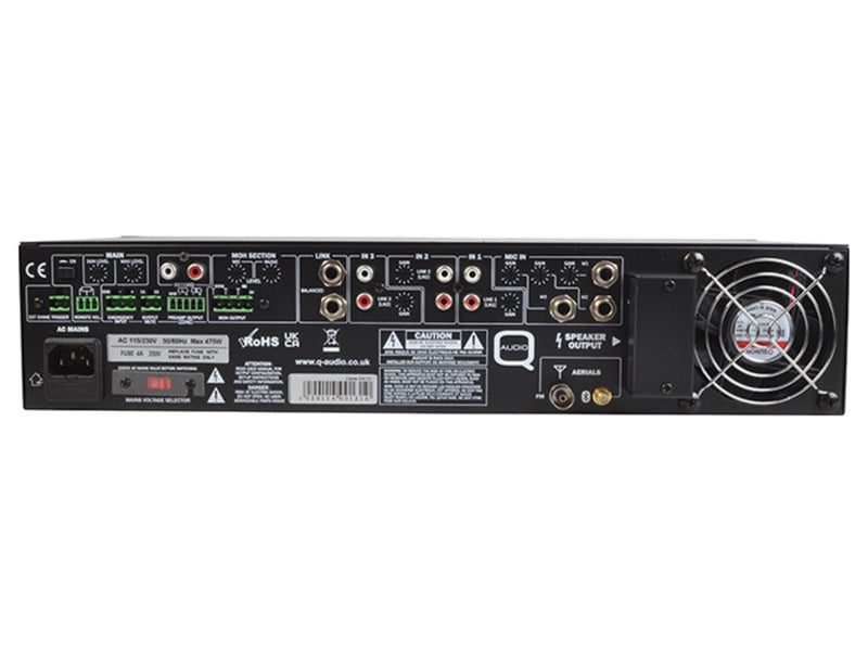 Q-Audio QAMP240L 2-Zone 100V Mixer Amplifier with Bluetooth, MP3 & FM Radio