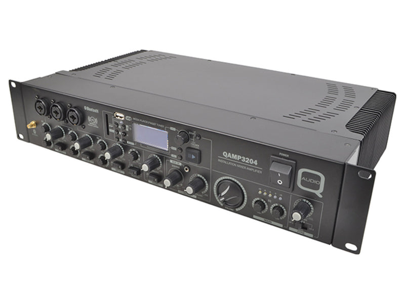 Q-Audio QAMP3204 2-Zone 4/8 Ohm Mixer Amplifier with Bluetooth, MP3 & FM Radio