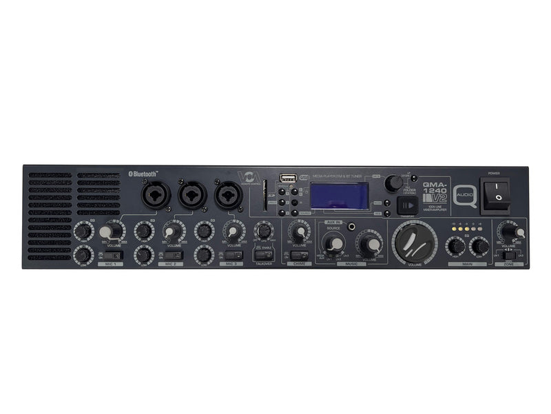 Q-Audio QAMP240L 2-Zone 100V Mixer Amplifier with Bluetooth, MP3 & FM Radio