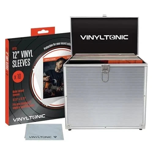 Vinyl Tonic 12" Record Storage Case - Holds 40 LPs - 10 Sleeves & Cloth Included