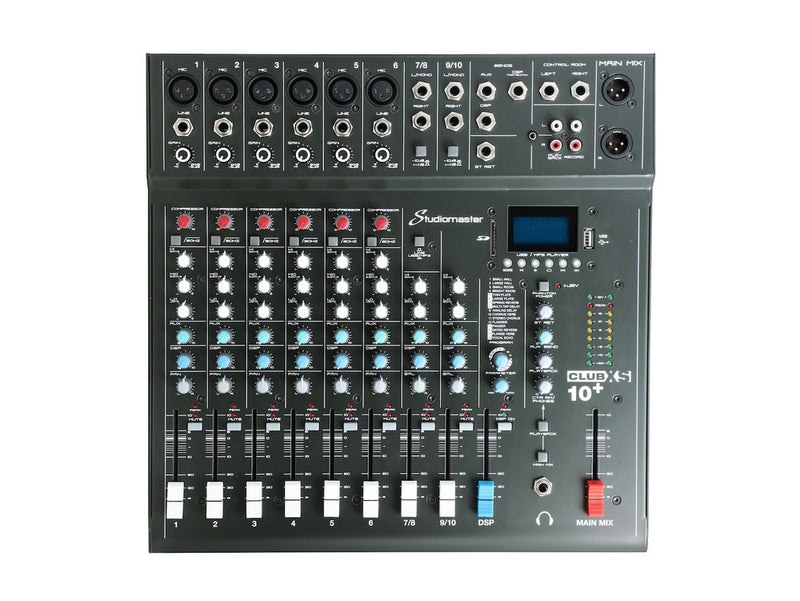 Studiomaster CLUB XS10+ 10 Channel Mixing Console With Bluetooth, USB/SD & DSP Effects