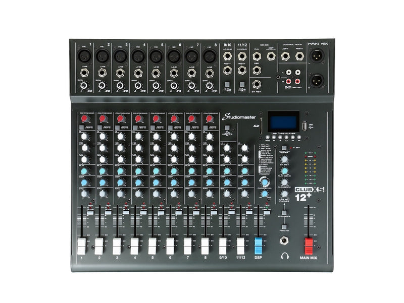 Studiomaster CLUB XS12+ 12 Channel Mixing Console With Bluetooth, USB/SD & DSP Effects