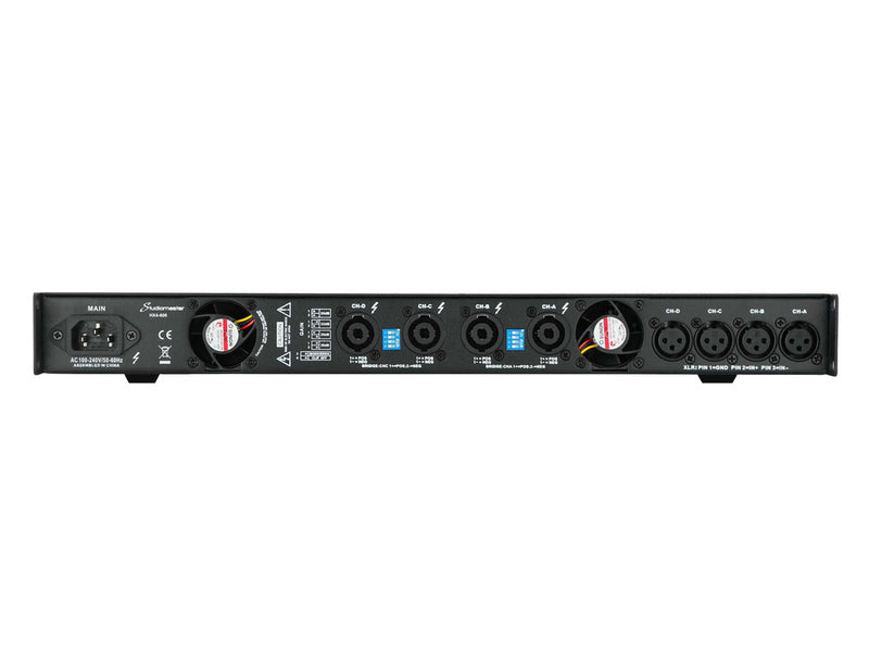 Studiomaster HX4-600 4-Channel 1U Digital Power Amplifier (4x 435W @ 2/4/8 Ω)
