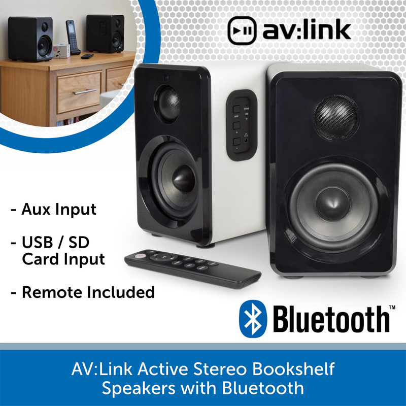 AV:Link Active Stereo Bookshelf Speakers with Bluetooth