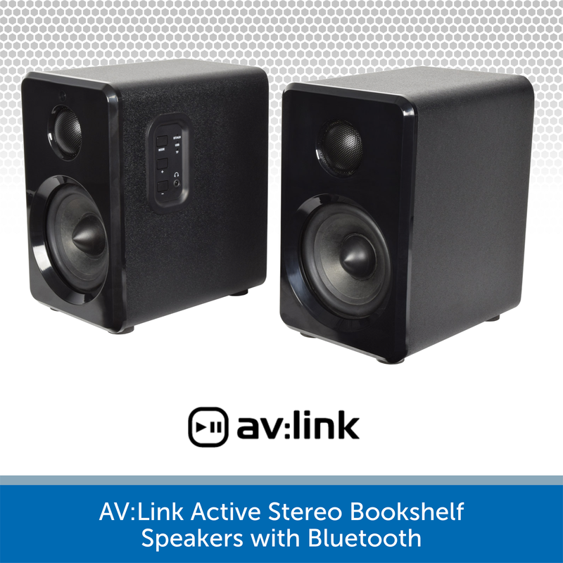 AV:Link Active Stereo Bookshelf Speakers with Bluetooth black