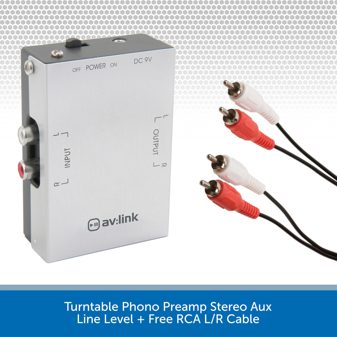 Turntable Phono Preamp Stereo Aux Line Level Free RCA L/R Cable