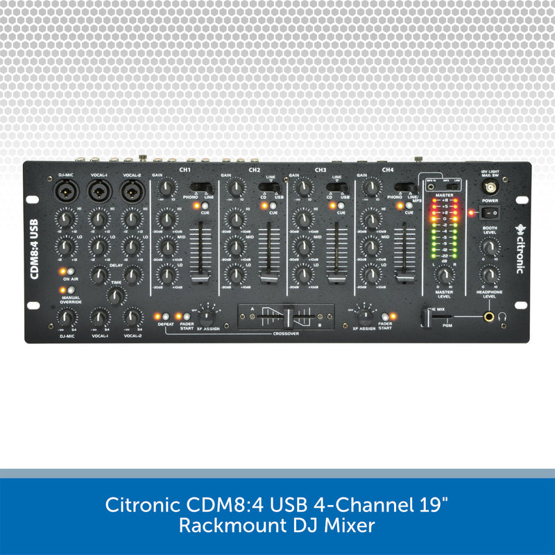 Citronic CDM8:4 USB 4-Channel 19" Rackmount DJ Mixer