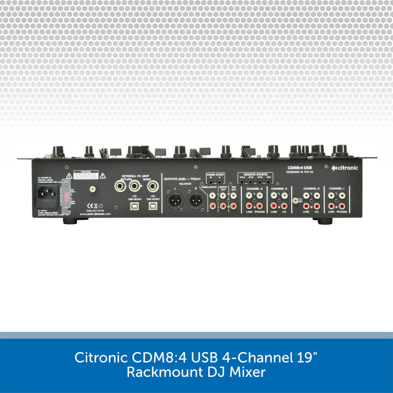 Citronic CDM8:4 USB 4-Channel 19" Rackmount DJ Mixer