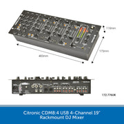 Citronic CDM8:4 USB 4-Channel 19" Rackmount DJ Mixer
