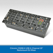 Citronic CDM8:4 USB 4-Channel 19" Rackmount DJ Mixer