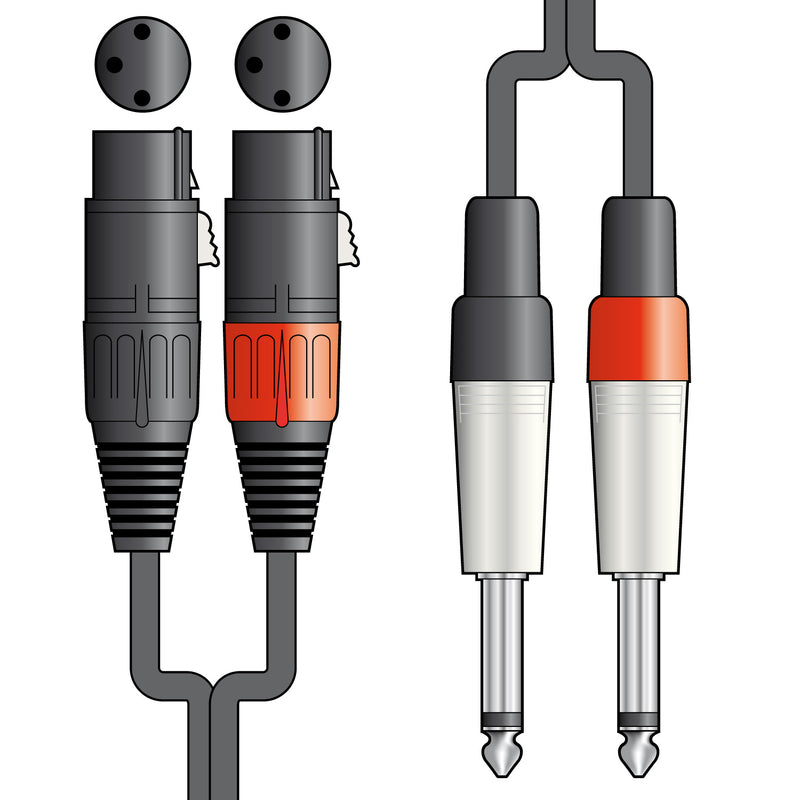 Twinned XLR Female to 6.35mm Mono Jack Audio Cable