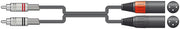 Twinned RCA/Phono Plugs to XLR Male Audio Cable for linking PA Amplifiers, Mixers, Etc.