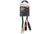 Twinned RCA/Phono Plugs to XLR Male Audio Cable for linking PA Amplifiers, Mixers, Etc.