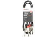 Twinned 6.35mm Mono Jack to 6.35mm Mono Jack Audio Cable