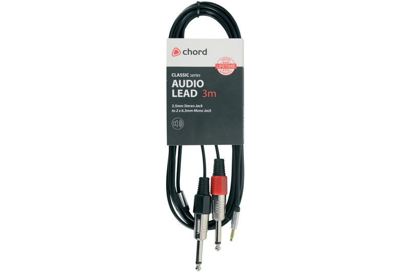 1x 3.5mm Stereo Jack to 2x 6.35mm Mono Jack Plugs, High-quality & Durable Audio Cable