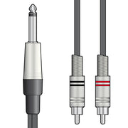 1x 6.35mm Mono Jack to 2x RCA Phono Plugs, High-quality Audio Cable