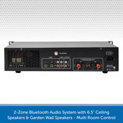2-Zone Bluetooth Audio System with 6.5" Ceiling Speakers & Garden Wall Speakers - Multi Room Control
