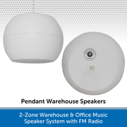 2-Zone Warehouse & Office Music Speaker System with FM Radio