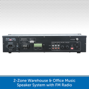 2-Zone Warehouse & Office Music Speaker System with FM Radio