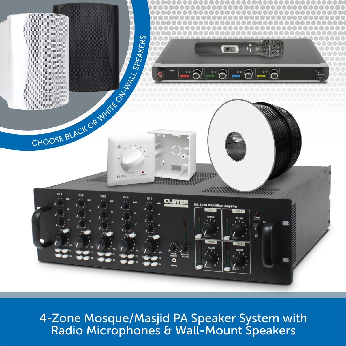 dbx 4個セット sound speaker system LP-204 4-Zone PA System with Radio Mics for Place of Worship | Audio Volt
