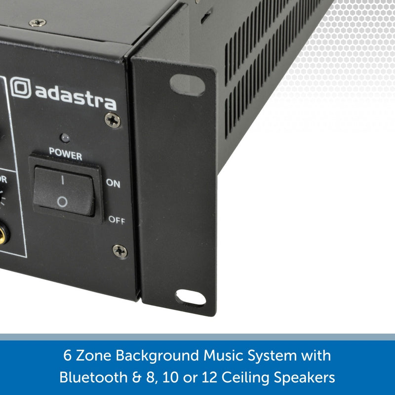 6 Zone Background Music System with In-Ceiling Speakers, Bluetooth & FM Radio