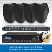 Automated Announcement & Music PA System for Warehouses & Factories - Wall Mount or Pendant Speakers