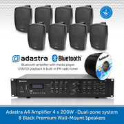 Adastra A4 Amplifier 4 x 200W with Premium Wall-Mount Speakers