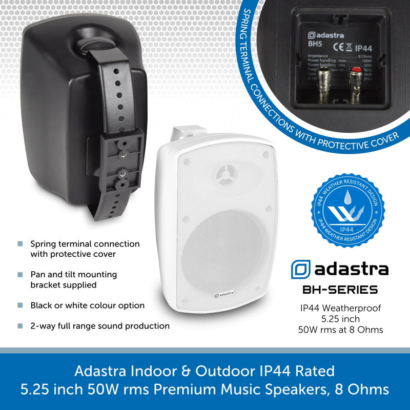 Adastra A4 Amplifier 4 x 200W with Premium Wall-Mount Speakers