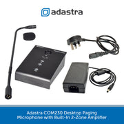 Adastra COM230 Desktop Paging Microphone with Built-In 2-Zone Amplifier