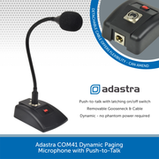 Adastra COM41 Dynamic Paging Microphone with Push-to-Talk