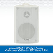 Adastra BP3V-B & BP3V-W 3" Outdoor Weatherproof Wall Speaker 100V Line or 8 Ohm