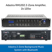 Adastra 2-Zone Background Music System with Bluetooth - RM1202 Amp Connections