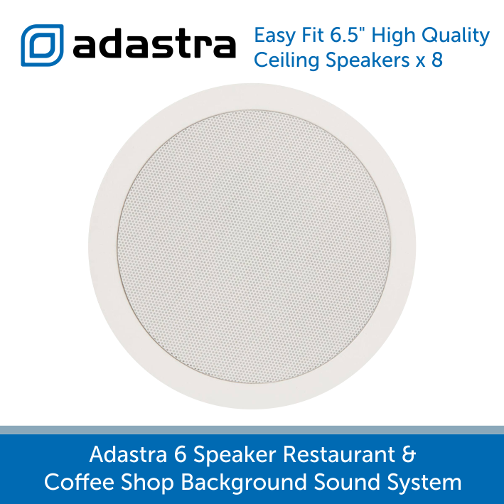 Adastra 6 Speaker Background Music System for Offices & Call Centres - In-Ceiling Speakers 6.5 inch