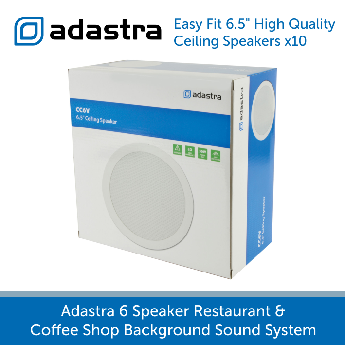 Adastra 6 Speaker Background Music System for Offices & Call Centres - In-Ceiling Speakers 6.5 inch