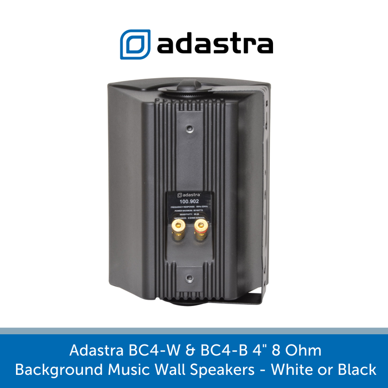 Showing the back of a Adastra BC4-W & BC4-B 4" 8 Ohm Background Music Wall Speakers - White or Black