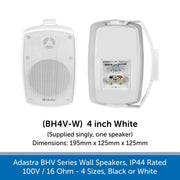 Adastra BHV Series Wall Speakers - IP44 Weatherproof, 100V or 16 Ohm, Choose Black or White