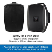 Adastra BHV Series Wall Speakers - IP44 Weatherproof, 100V or 16 Ohm, Choose Black or White
