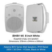 Adastra BHV Series Wall Speakers - IP44 Weatherproof, 100V or 16 Ohm, Choose Black or White