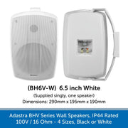 Adastra BHV Series Wall Speakers - IP44 Weatherproof, 100V or 16 Ohm, Choose Black or White