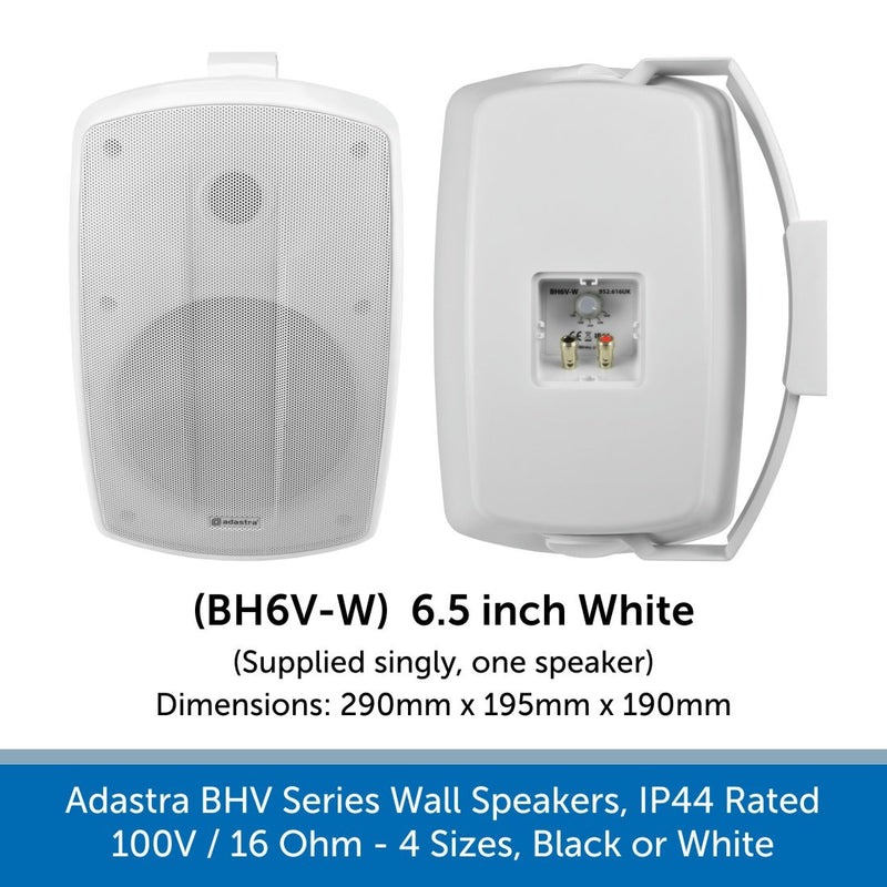 Adastra BHV Series Wall Speakers - IP44 Weatherproof, 100V or 16 Ohm, Choose Black or White