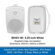 Adastra BHV Series Wall Speakers - IP44 Weatherproof, 100V or 16 Ohm, Choose Black or White