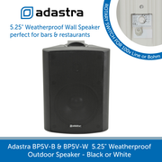 Adastra 5.25" Outdoor Weatherproof Wall Speaker for background music systems - Black or White available