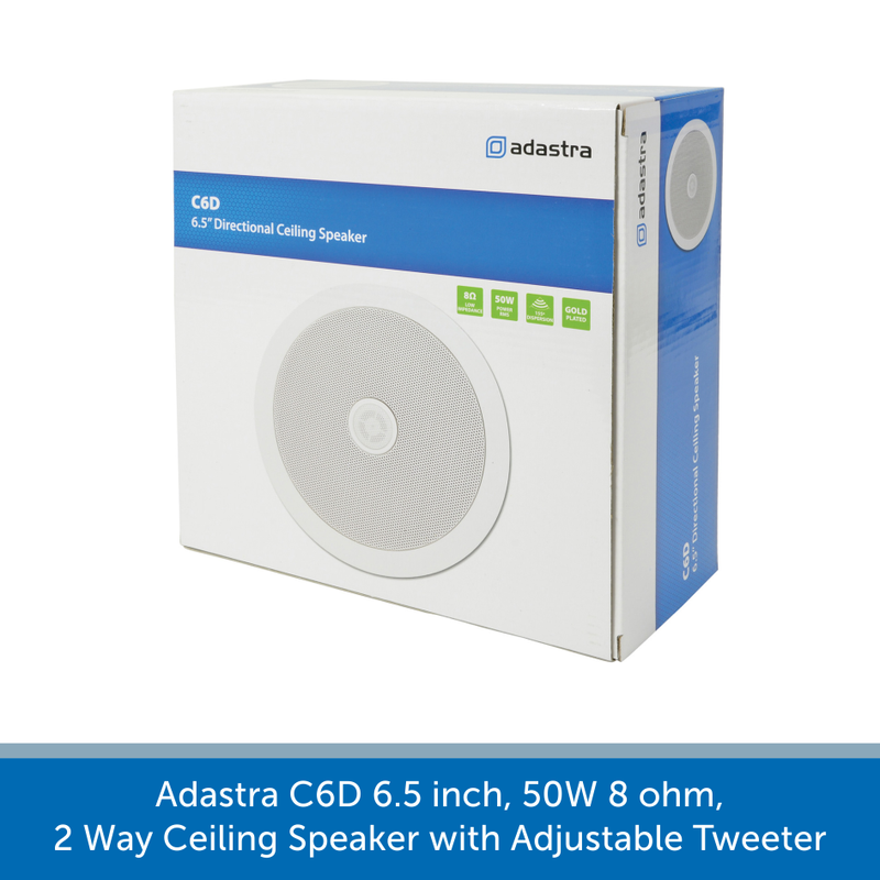 Adastra C6D 6.5 inch, 50W 8 ohm, 2 Way Ceiling Speaker with Adjustable Tweeter