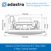 Size of Adastra CC6V Premium 6.5" 50w 100v Ceiling Speaker