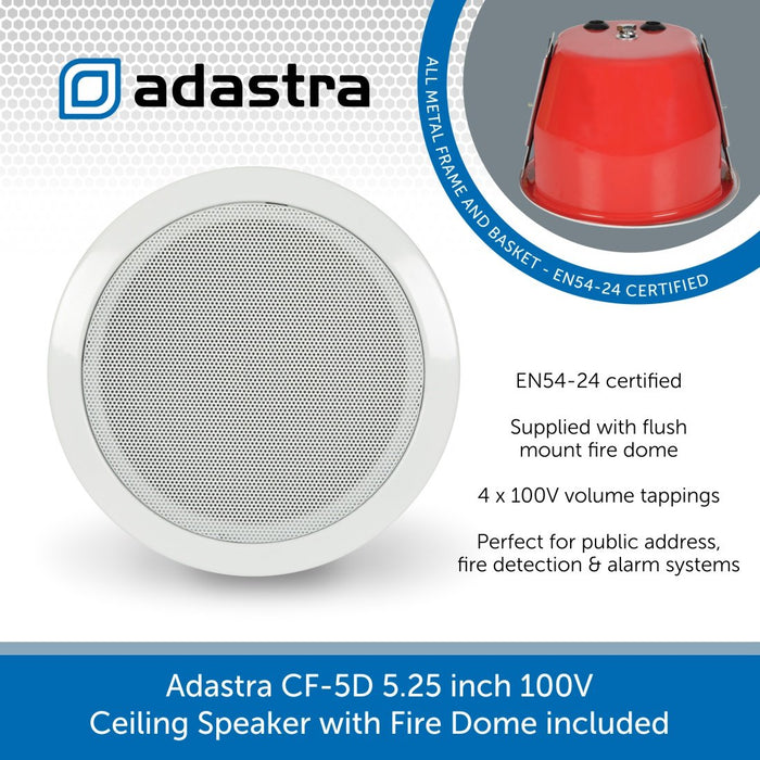 Adastra CF-5D 5.25 inch 100V Ceiling Speaker with Fire Dome included